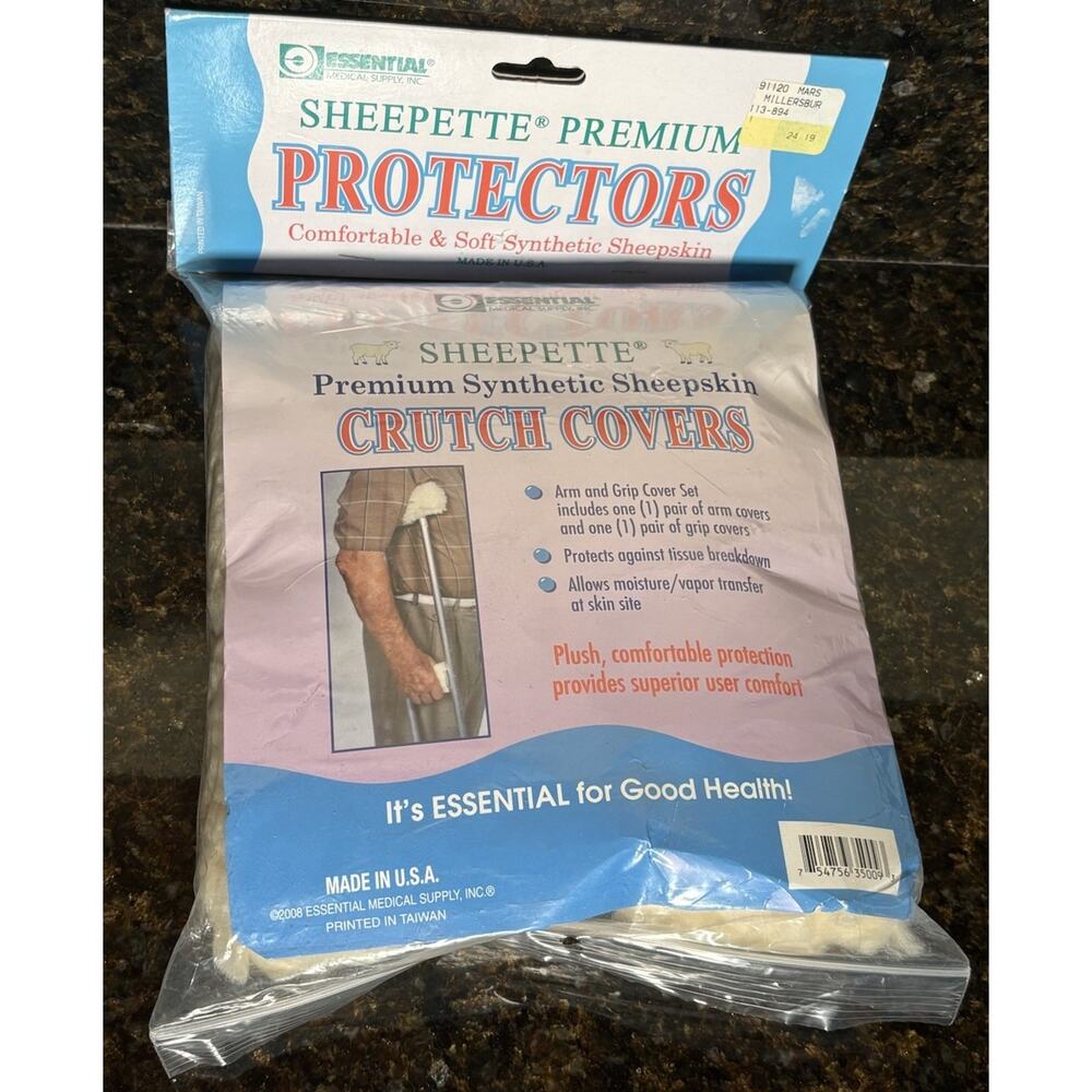 NEW Sheepette Premium Synthetic Sheepskin Crutch Covers Protectors